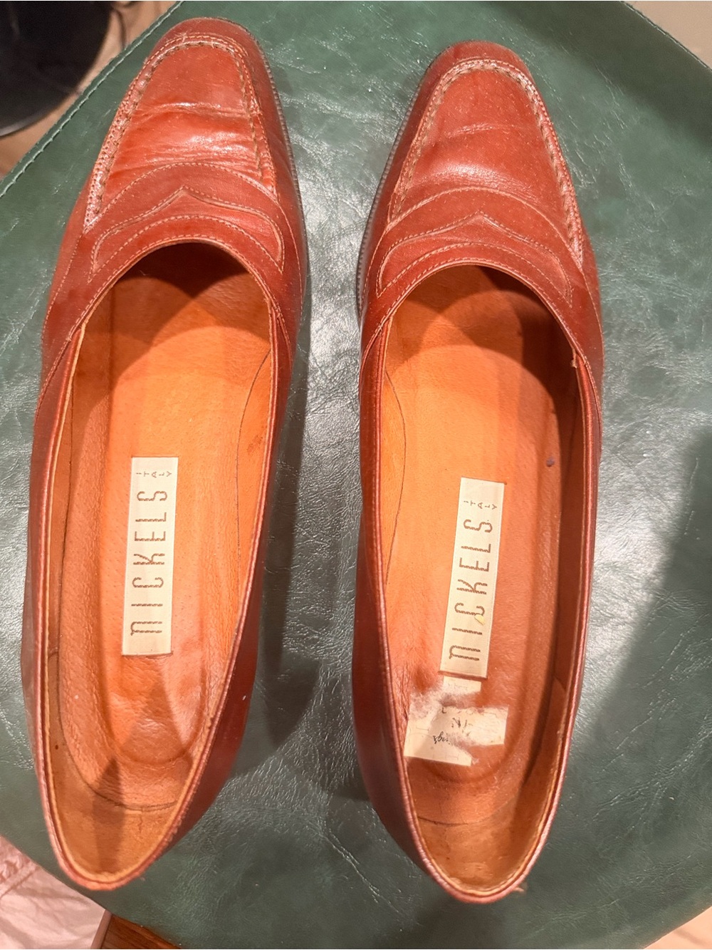 Nickels Women's Rust-Orange Leather Penny Loafers